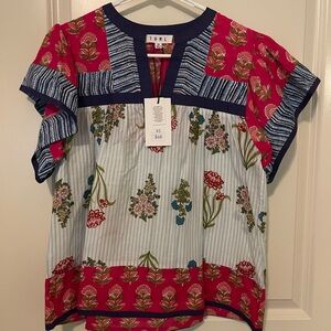 THML Multicolor Floral and Striped Top